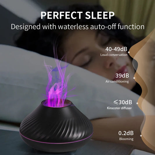 Kinscoter Volcanic Aroma Diffuser, Air Humidifier with Color Flame Night Light