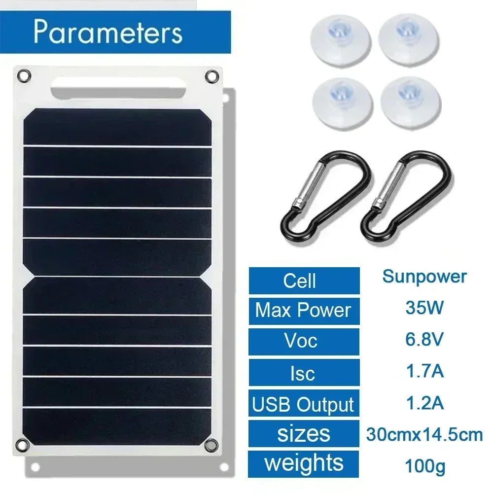 Sunpower Portable 5V 35WSolar Panel with USB Safe Stabilize Charger for Phone Power Bank Outdoor Camping Home RV Gift Use