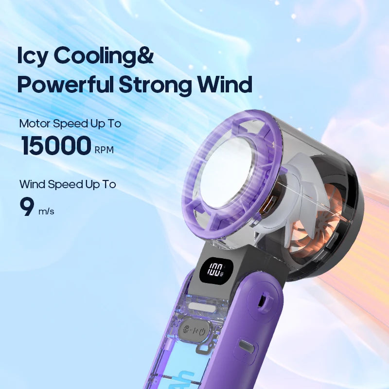 Outdoor Foldable Portable Handheld Fan Mini Cooling Rechargeable 3